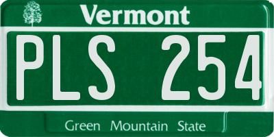 VT license plate PLS254