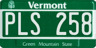 VT license plate PLS258
