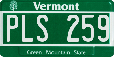VT license plate PLS259