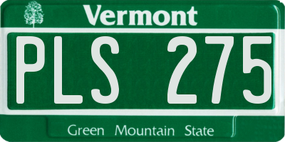 VT license plate PLS275