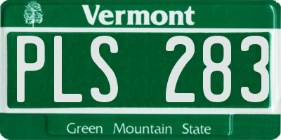 VT license plate PLS283