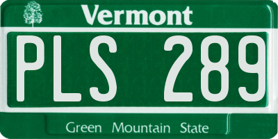 VT license plate PLS289