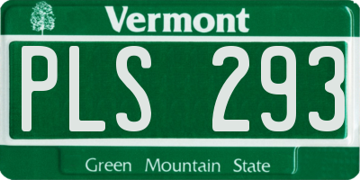 VT license plate PLS293