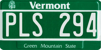 VT license plate PLS294