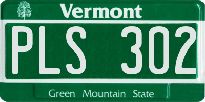 VT license plate PLS302