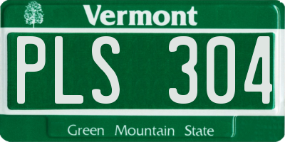VT license plate PLS304