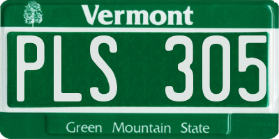 VT license plate PLS305