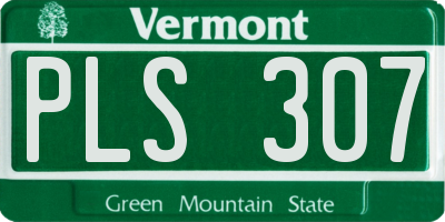 VT license plate PLS307