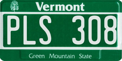 VT license plate PLS308