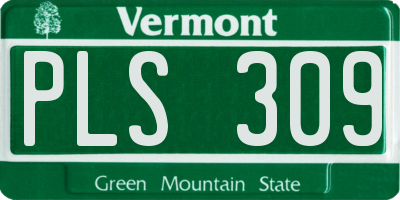 VT license plate PLS309