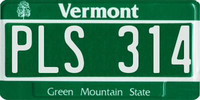 VT license plate PLS314