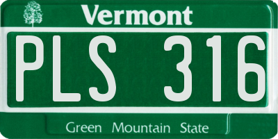 VT license plate PLS316