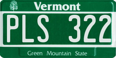 VT license plate PLS322