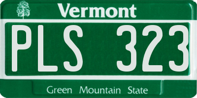VT license plate PLS323