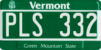 VT license plate PLS332
