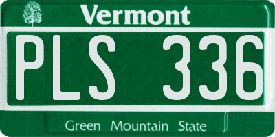 VT license plate PLS336