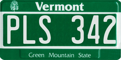 VT license plate PLS342