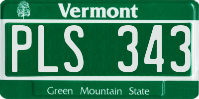 VT license plate PLS343