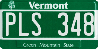 VT license plate PLS348