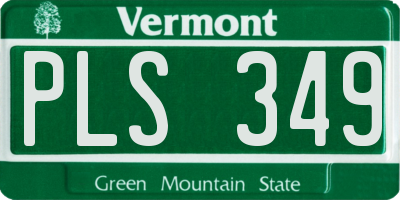 VT license plate PLS349