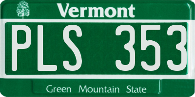 VT license plate PLS353