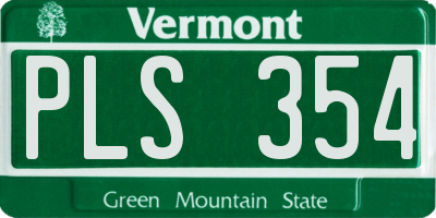 VT license plate PLS354