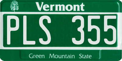 VT license plate PLS355