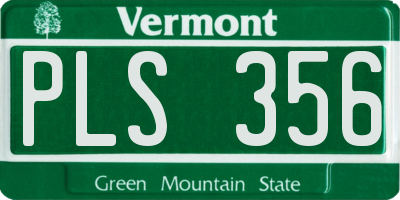 VT license plate PLS356