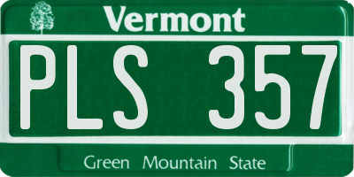 VT license plate PLS357