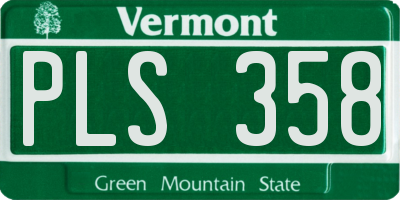 VT license plate PLS358