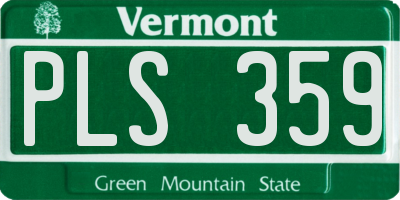 VT license plate PLS359