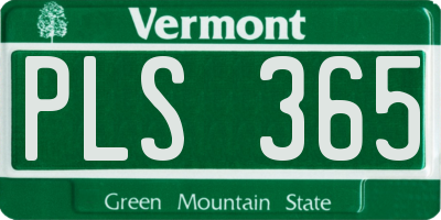 VT license plate PLS365