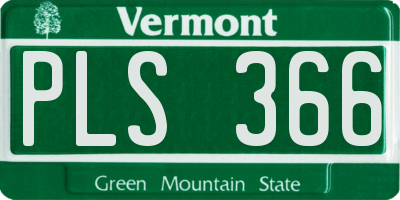 VT license plate PLS366