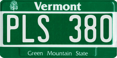 VT license plate PLS380