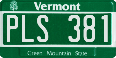 VT license plate PLS381