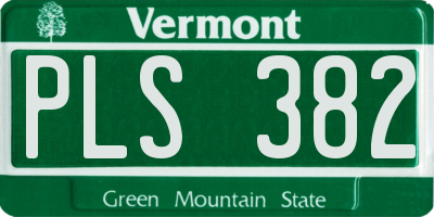 VT license plate PLS382