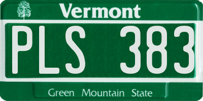 VT license plate PLS383
