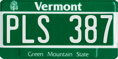 VT license plate PLS387