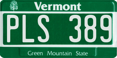 VT license plate PLS389