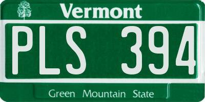 VT license plate PLS394