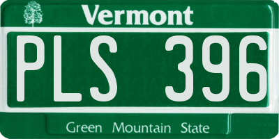 VT license plate PLS396