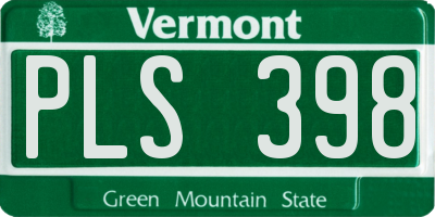 VT license plate PLS398