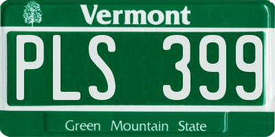 VT license plate PLS399