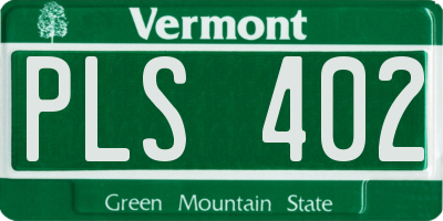 VT license plate PLS402