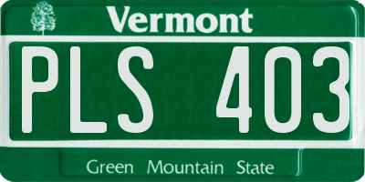 VT license plate PLS403