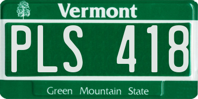 VT license plate PLS418