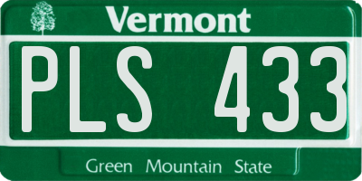 VT license plate PLS433