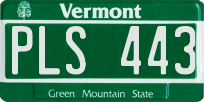 VT license plate PLS443