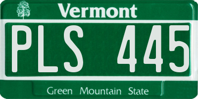 VT license plate PLS445