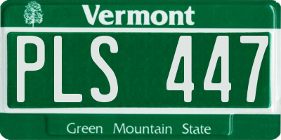 VT license plate PLS447